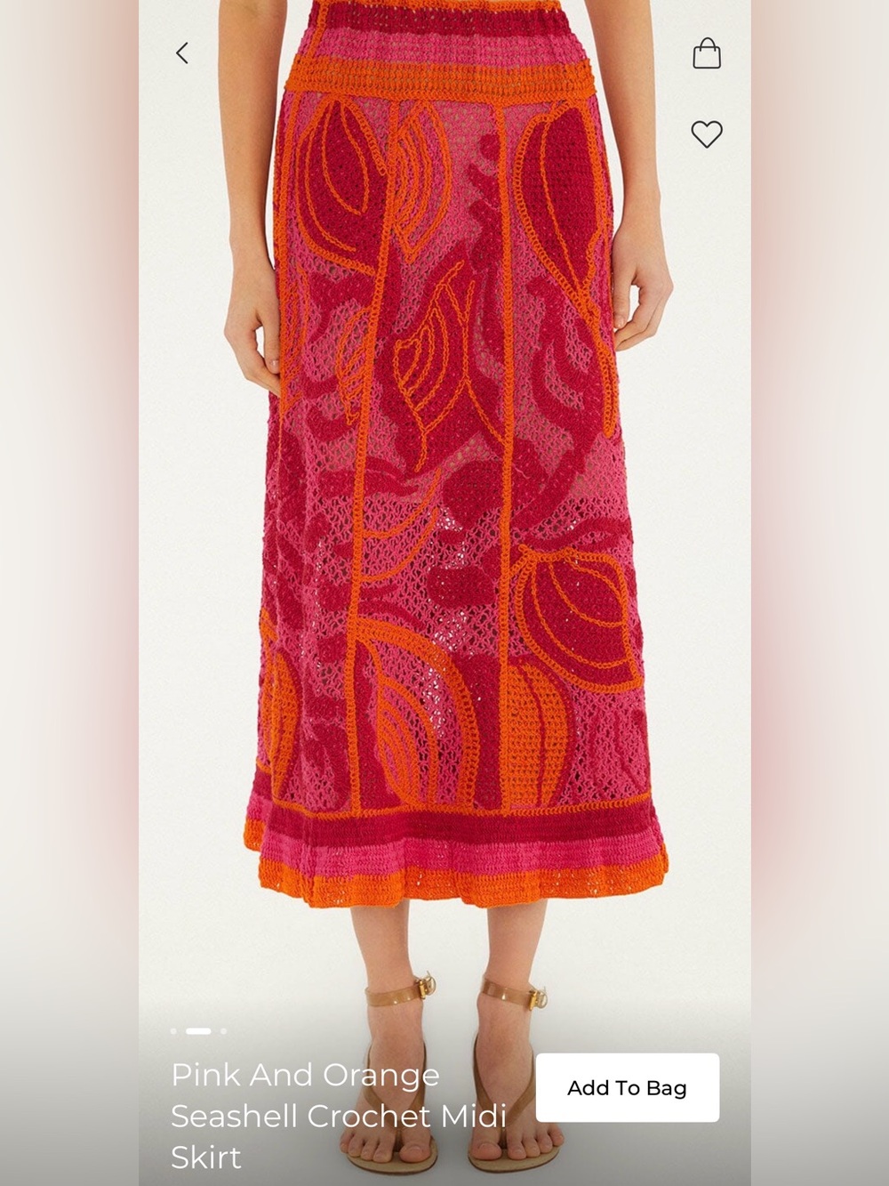 FARM Rio Pink and Orange seashell Crochet Midi S
